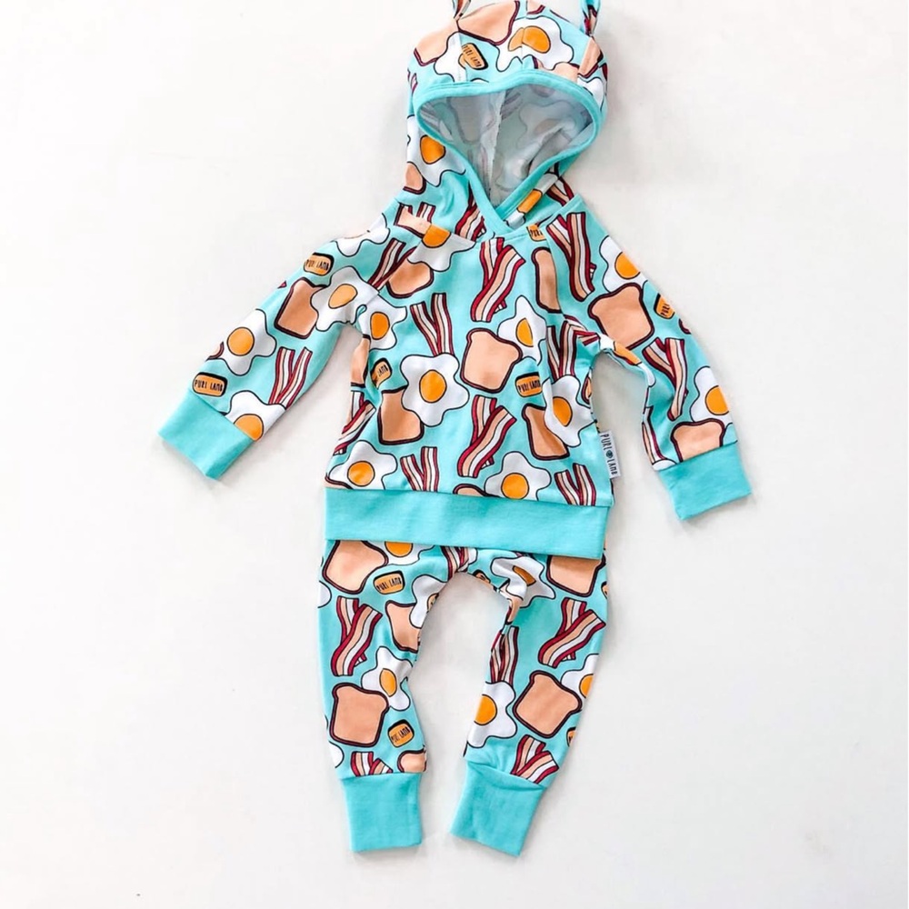Purllamb Purl Lamb Breakfast Bacon Eggs Hoodie and Pants playset Kawaii 4t 5t